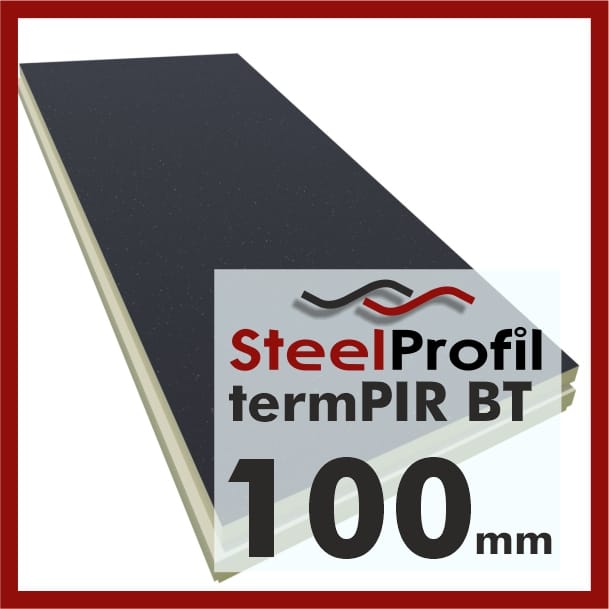 Płyta PIR — termPIR BT 100 mm poliuretan z papą bitumem na dachy płaskie 10cm 1200x600